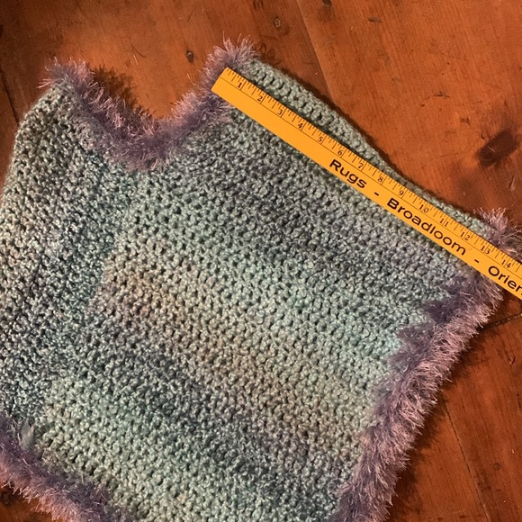 NOT FOR SALE OOAK Poncho with eyelash yarn trim - Picture 6 of 7